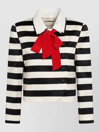 Valentino striped jacket collared neck bow detail
