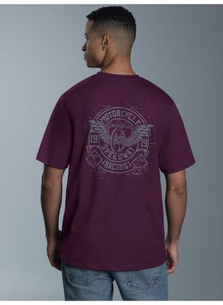 Trigema T-Shirt TRIGEMA TRIGEMA T-Shirt mit Motorrad-Printmotiven, Herren, Gr. L, lila (aubergine), 100% Baumwolle, Basic, Shirts T-Shirt