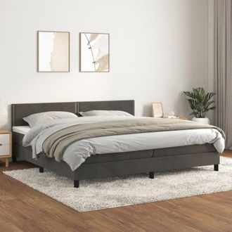vidaXL Cama Box Spring Con Colch&oacute;n Terciopelo Gris Oscuro 200x200 Cm Vidaxl