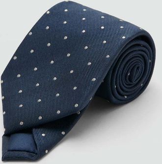 Mango Cravatta seta pois navy - Uomo - Taglia unica - MANGO MAN
