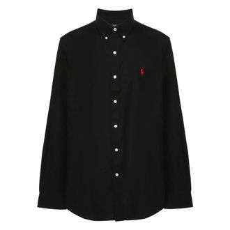 Polo Ralph Lauren Poplin Overhemd met Knoopsluiting en Custom Fit - Heren - Casual Overhemden - Zwart - M - Katoen - Overhemden