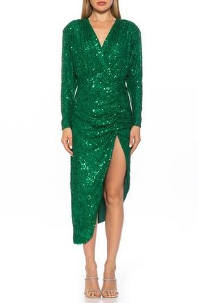 Alexia Admor Silena Surplice Dolman Sleeve Dress in Emerald at Nordstrom Rack, Size Medium