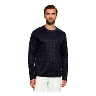 Emporio Armani Tops, Heren, Blauw, XL, Long Sleeve Tops