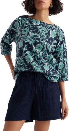 Seasalt Cornwall Tremayne Quay Floral Organic Cotton Top in Summer Shadows Sardine at Nordstrom, Size 4