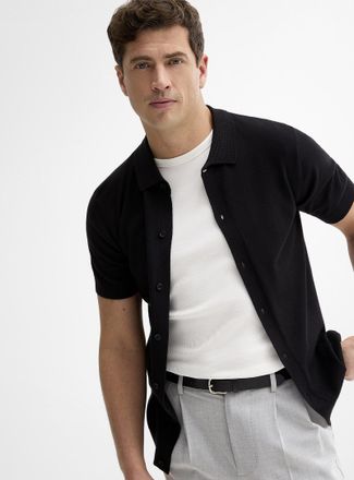 Lindbergh Mens Ultra-soft polo-collar Cardigan Sweater