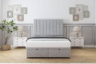 Comfort Beds Tokyo Plush Ottoman Bed Base-26 Strutted Headboard in Silver | Size: Single
