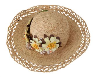 Dolce & Gabbana Womens Beige Wide Brim Floral Bucket Capello Hat