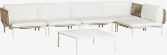 Sklum Conjunto De Jard&iacute;n Con Sof&aacute; Modular Rinconera De 5 Piezas Y Mesa De Centro En Acero Roubly Sklum