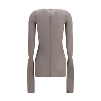Rick Owens Womens Gray Viscose Long Sleeve T-Shirt
