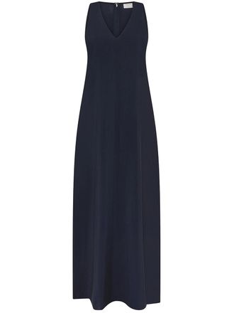 Cruna Sleeveless Midi V-Neck Flared Silhouette Dress