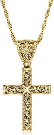 Ross-Simons 18kt Gold Over Sterling Filigree Cross Pendant Necklace
