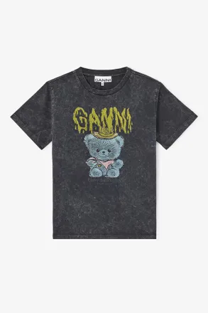 Ganni Black Vintage Wash T-shirt - Size XXS Organic Cotton