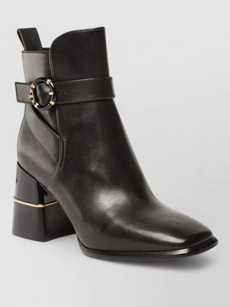 Tory Burch block heel ankle length round toe boots