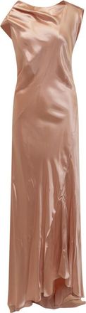 Alberta Ferretti Pink Solid Boat Neck Maxi Dress