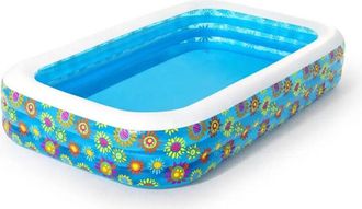 Trade Shop Trade Shop - Piscina Inflable Familiar 3 Anillos Decoraci&oacute;n Flores 305x183x56 Cm 54121
