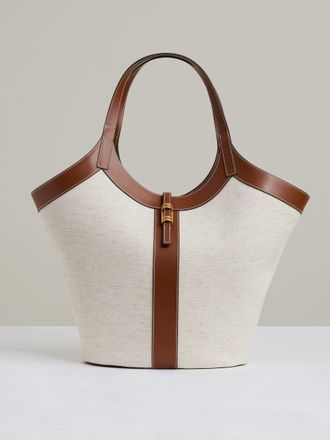 Reiss Natural Canvas And Leather Tote Bag