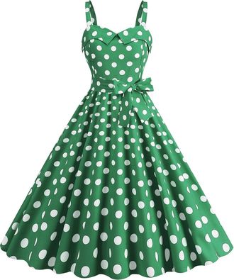 Generic Red Polka Dot Dress 1940s Dresses Women Vintage Rockabilly Off Shoulder Polka Dots A Line Swing Midi Dress Cocktail Party Evening Prom Gown 1940s Fanc