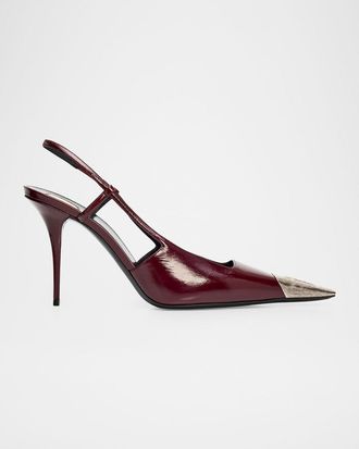 Saint Laurent Cap-Toe Slingback Pumps