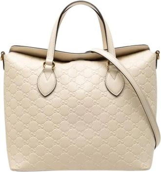 Gucci Pre-owned Linea A Fold-Over Satchel - Dames - Vintage Shopper - Beige - ONE Size - Leer - Vintage