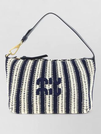 Miu Miu crochet leather shoulder pouch striped handle
