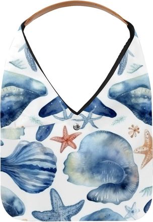 Generic Starfish Shell Reusable Lightweight Grocery Bags - Foldable Into Compact Pouch, Washable & Sturdy, Multipurpose for Shopping and Travel