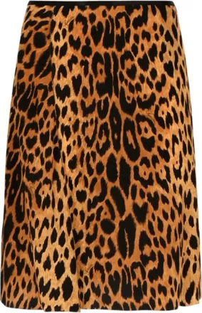 Gucci Rokken, Dames, Bruin, S, Rok van zijde cr&ecirc;pe de chine met print