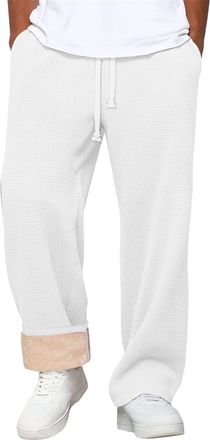 Generic Mens Fleece Joggers Warm Jogging Bottoms Sherpa Lined Sweatpants Drawstring Elasticated Waist Tracksuit Bottoms with Pocket Soft Winter Plush Trousers