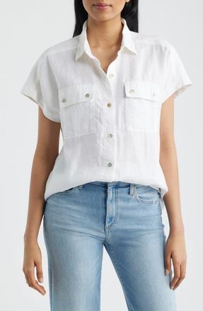 Tommy Bahama Castialina Utility Linen Button-Up Shirt in White at Nordstrom, Size X-Small