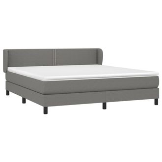 vidaXL Cama Box Spring Con Colch&oacute;n Tela Gris Oscuro 180x200 Cm Vidaxl