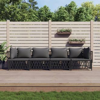 vidaXL Juego Muebles De Jard&iacute;n 4 Pzas Y Cojines Acero Gris Antracita Vidaxl