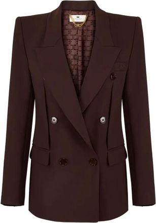 Elisabetta Franchi Giaccia Cacao 644 - Dames - Blazers - Bruin - XS - Leer - Jassen