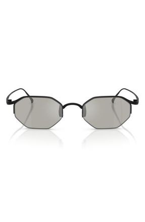 A|X Armani Exchange 49mm Rectangular Sunglasses in Matte Black /Grey Mirror at Nordstrom