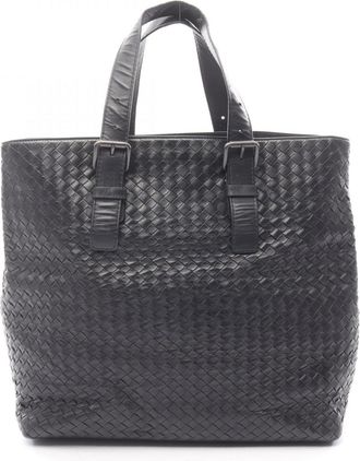 Bottega Veneta Black Leather Handbag Tote Bag (Pre-Owned)