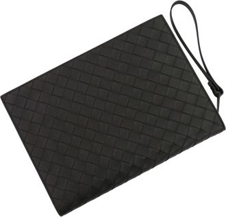 Bottega Veneta Black Leather Clutch Bag (Pre-Owned)