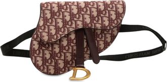 Dior Beige Red Color Wine Canvas Leather Sling Bag (Pre-Owned)