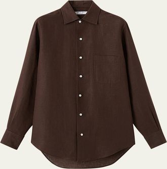 Loro Piana Andre Button Down Linen Solaire Shirt