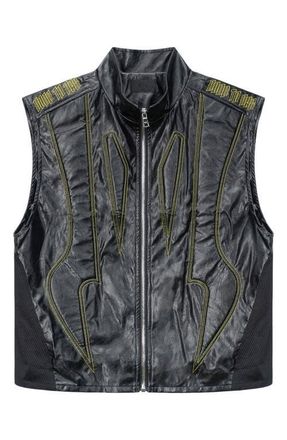 Rta Noe Faux Leather Biker Vest in Black at Nordstrom, Size Xxx-Large