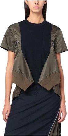 sacai T-Shirts, female, Blue, M, T-shirt Girocollo Manica Corta