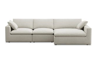 Castlery Modular Customized Wide Chaise Sectional Sofa with Machine Washable Covers and Feather-filled Cushions - Cream by Castlery