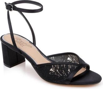Badgley Mischka Zaira Ankle Strap Sandal in Black Satin at Nordstrom, Size 8.5