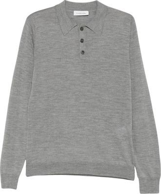Lanvin Klassiek Poloshirt van Merinowol - Heren - Polos - Grijs - M - Wol - Tops