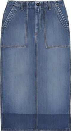 Fortela Jia Custom Wash Denim Fatigue Skirt in D340 at Nordstrom, Size 27 Eu