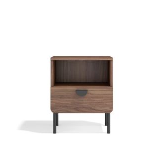 HERDASA Mesita de noche 1 caj&oacute;n nogal 55x40x34 cm
