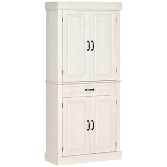 HOMCOM 180cm Kitchen Pantry Storage Cabinet Server Food Organizer - White | TJ Hughes