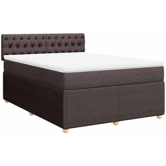 vidaXL Cama Box Spring Con Colch&oacute;n Tela Marr&oacute;n Oscuro 140x190 Cm Vidaxl