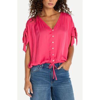Liverpool L.A. Tie Sleeve Top in Perfect Pink at Nordstrom, Size X-Small