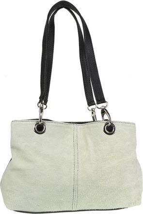 Girly HandBags Womens Italian Suede Leather Shoulder Bag (White)
