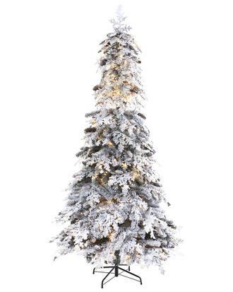 Nearly Natural 8Ft. Flocked Montana Down Swept Spruce Artificial Christmas Tree