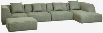 Sklum Sof&aacute; Modular Chaise Longue Derecho De 4 Piezas Con Puff Tapizado Cardea Sklum