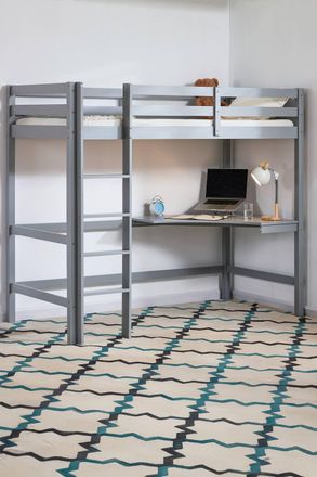 Home Discount Vida Designs Sydney Single Bunk Bed With Desk & Foam Mattress in Grey